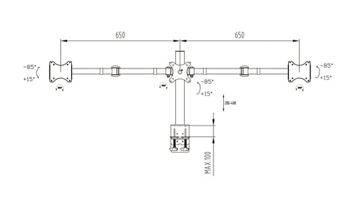 iiyama DS1003C-B1 Triple Monitor Arm
