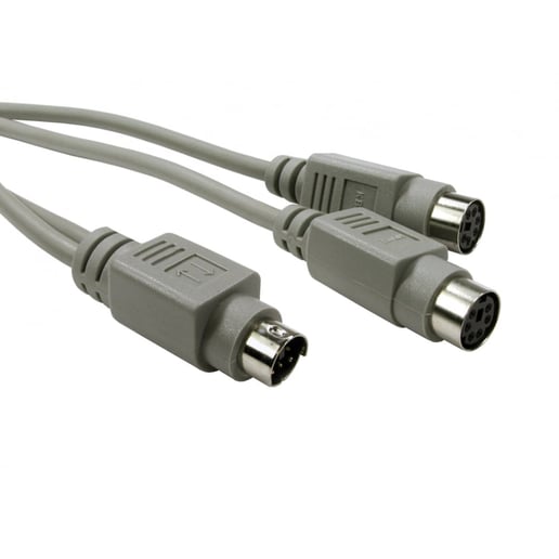 Cables Direct 0.25m Male PS2 to 2x Female PS2 Splitter Cable