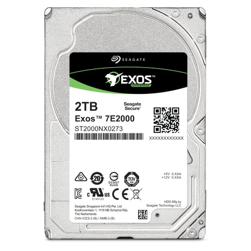 Seagate Exos 7E2000 2TB SATA III 2.5"" Hard Drive - 7200RPM, 128MB Cache