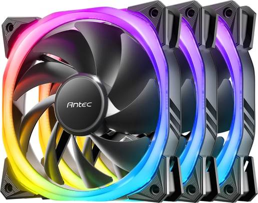 Antec Fusion ARGB 120mm Case Fan Triple Pack in Black with ARGB Controller