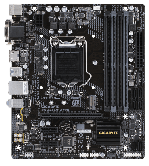 Gigabyte B250M-DS3H mATX Motherboard for Intel 1151 CPUs