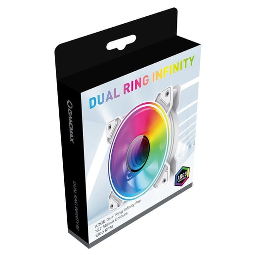 GameMax Infinity 120mm ARGB Dual-Ring White Fan