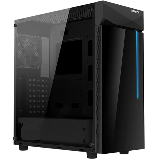 Gigabyte C200 GLASS Mid Tower Gaming Case - Black 