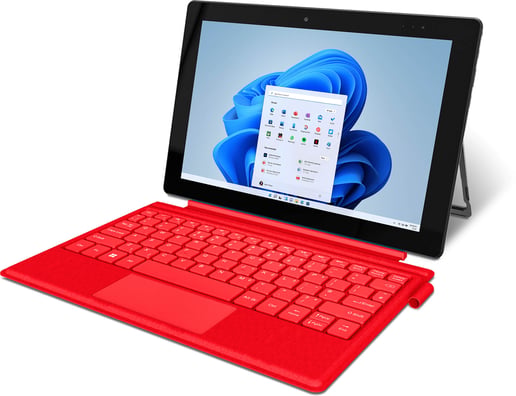 Geo Computers GeoPad 110 Strawberry 10.1 inch Tablet, Intel Celeron N4020, 4GB RAM, 128GB eMMC, WUXGA 1920 x 1200 Touchscreen, Intel UHD Graphics 600, Wi-Fi 5, BT, Windows 11 Home in S Mode, includes Red Detachable Keyboard