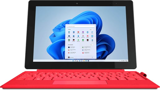 Geo Computers GeoPad 110 Strawberry 10.1 inch Tablet, Intel Celeron N4020, 4GB RAM, 128GB eMMC, WUXGA 1920 x 1200 Touchscreen, Intel UHD Graphics 600, Wi-Fi 5, BT, Windows 11 Home in S Mode, includes Red Detachable Keyboard