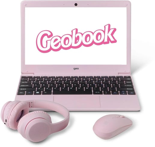 GEOBOOK 110 PINK BUNDLE CELERON LAPTOP - Headset & Mouse Bundle