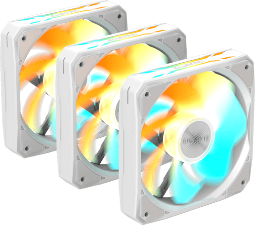 Gigabyte EZ CHAIN RVS FAN 120 ICE Triple Pack 120mm Reverse Case Fans in White