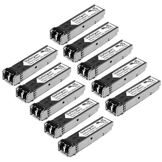 StarTech.com Gigabit Fiber SFP Transceiver Module 1000Base-SX, MM LC, Cisco GLC-SX-MM Compatible (550m) Pack of 10