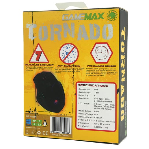 GameMax Tornado Gaming Mouse with 7 Colour LED