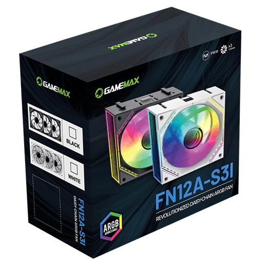 GameMax FN12A-S3I 120mm Infinity ARGB PWM Chassis Fan Triple Pack in Black