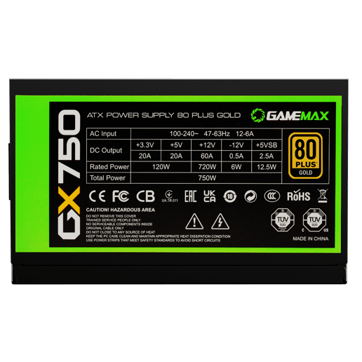 750W GameMax GX Modular 80 Plus Gold PSU