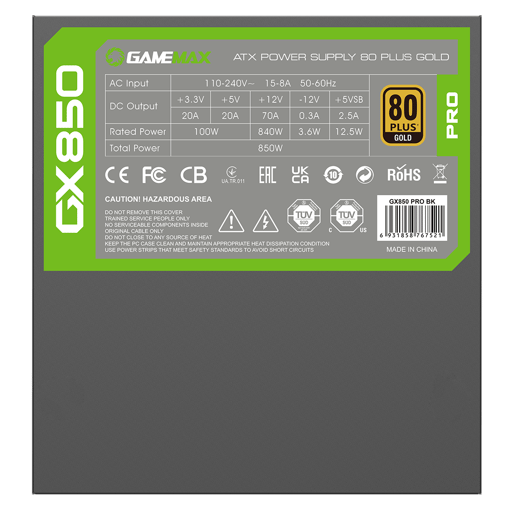 850W GameMax GX Pro Modular 80 Plus Gold PSU