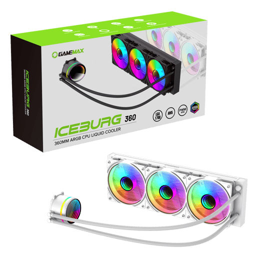 GameMax Iceburg 360mm ARGB AiO Liquid CPU Cooler in White