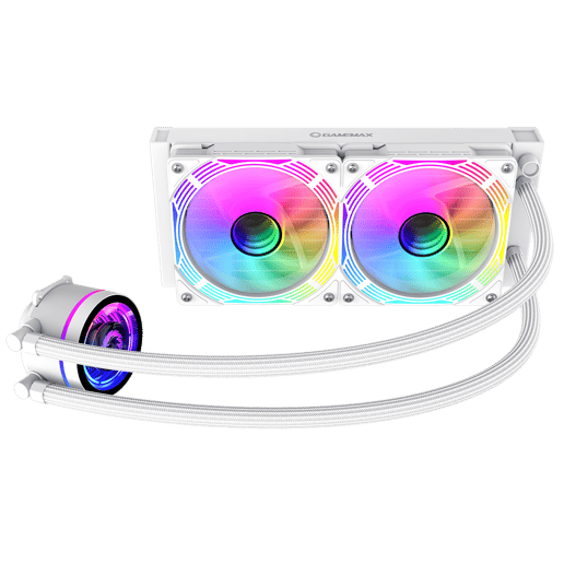 GameMax Ice Chill 240V 240mm ARGB AiO Liquid CPU Cooler in White