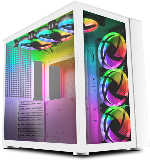 GameMax Infinity Mid Tower Tempered Glass PC Case - White