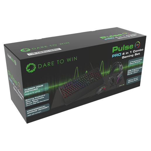 GameMax Pulse 4-in-1 Pro Keyboard, Mouse, Headset and Mouse Pad Combo Kit