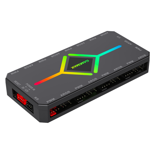 GameMax V4 ARGB PWM 9-Port Black Fan Hub