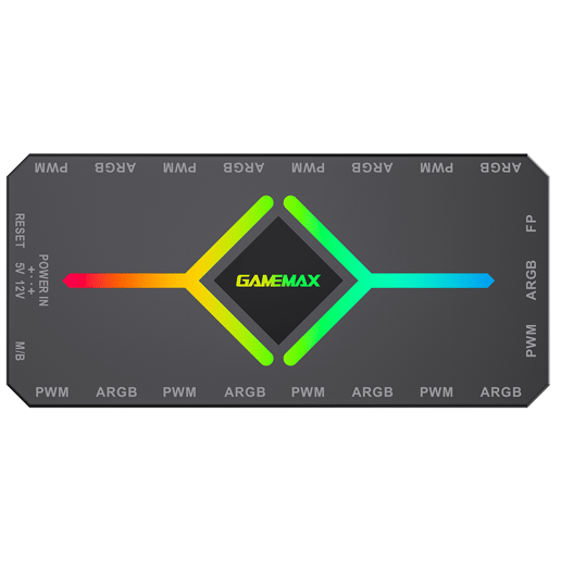 GameMax V4 ARGB PWM 9-Port Black Fan Hub