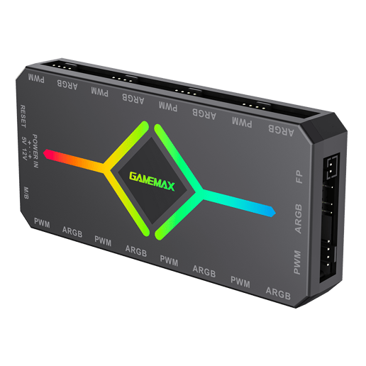 GameMax V4 ARGB PWM 9-Port Black Fan Hub