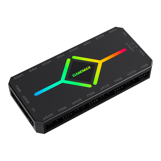 GameMax V4 ARGB PWM 9-Port Black Fan Hub