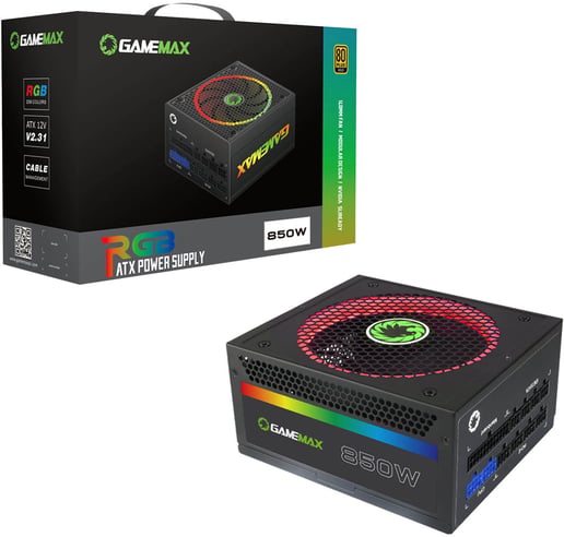 GameMax RGB 850W Modular Power Supply 80 Plus Gold