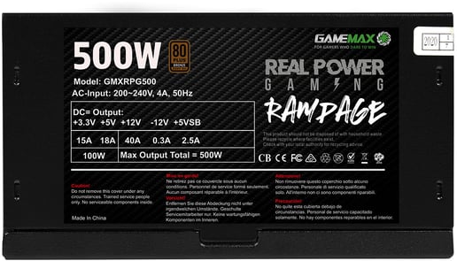 500W GameMax RPG Rampage 80 Plus Bronze PSU