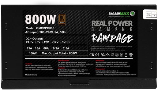 800W GameMax RPG Rampage 80 Plus Bronze PSU