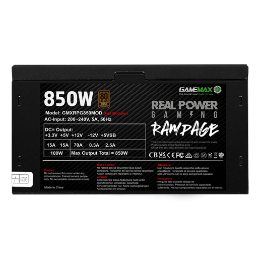 850W GameMax RPG Rampage Modular 80 Plus Bronze PSU
