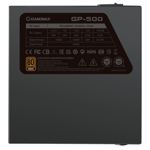 500W GameMax GP500 80 Plus Bronze PSU