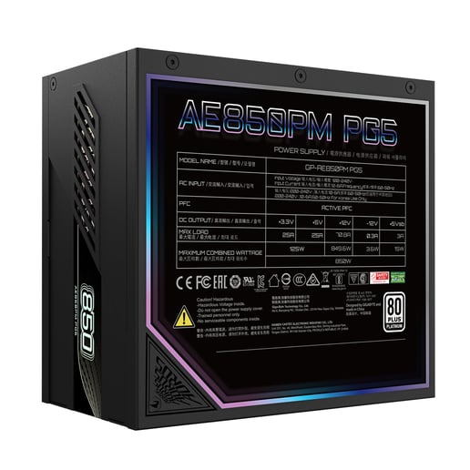 850W Gigabyte AORUS ELITE AE850PM PG5 Modular 80 Plus Platinum PSU
