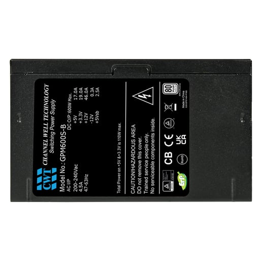 600W CWT GPM 80 Plus Bronze PSU
