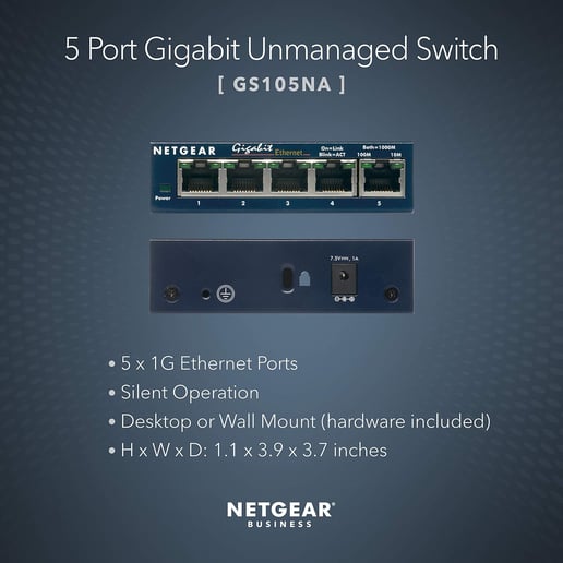 Netgear ProSafe Plus 5-Port Gigabit Mini Switch 