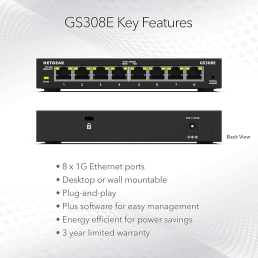 Netgear GS308E 8-Port Gigabit Desktop Switch 