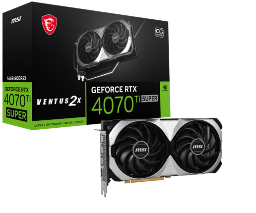 MSI GeForce RTX 4070 Ti SUPER Ventus 2X OC 16GB GDDR6X Graphics Card