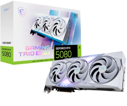 MSI GeForce RTX 5080 GAMING TRIO WHITE OC 16GB GDDR7 Graphics Card