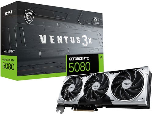 MSI GeForce RTX 5080 VENTUS 3X PLUS OC 16GB GDDR7 Graphics Card