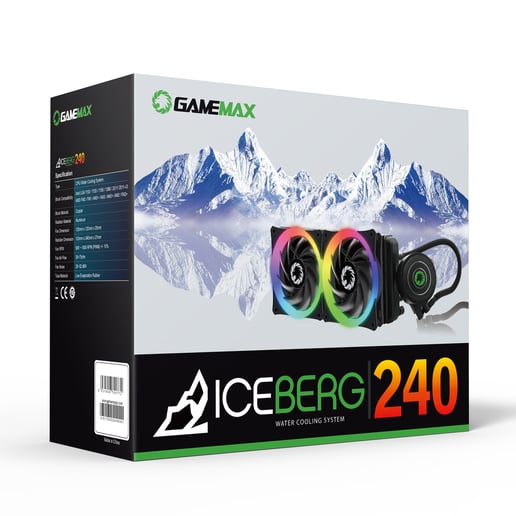 GameMax Iceberg 240mm CPU Closed Loop Water Cooler with 7 Colour PWM Fans