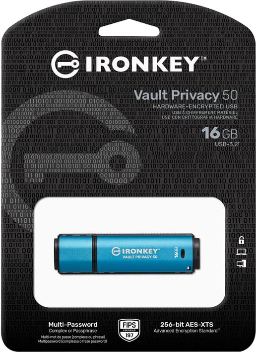 16GB Kingston IronKey Vault Privacy 50 USB 3.0 Flash Drive