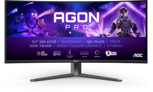 AOC AGON Pro AG346UCD 34" UltraWide Curved Gaming Monitor - OLED, 175Hz, 0.03ms