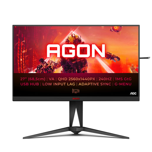 AOC AGON AG275QZN 27" 1440p (QHD) Gaming Monitor - VA, 400 nits, 240Hz, 1ms, DP