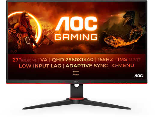 AOC AGON Q27G2E/BK 27" 1440p (QHD) Gaming Monitor - VA, 155Hz, 1ms, HDMI, DP