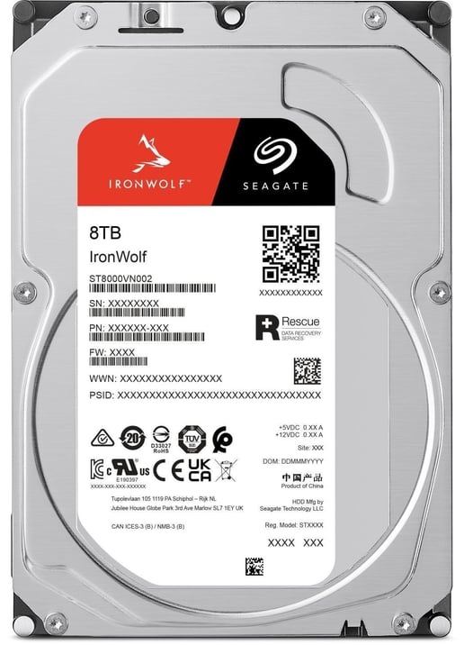 8TB Seagate Ironwolf 3.5" SATA III Hard Drive - 5400RPM, 256MB Cache