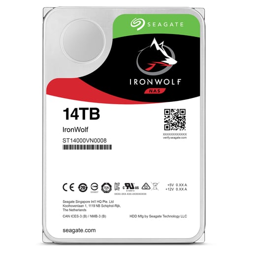Seagate IronWolf 14TB NAS Hard Drive, 3.5 inch, 7200RPM, 256MB Cache, CMR