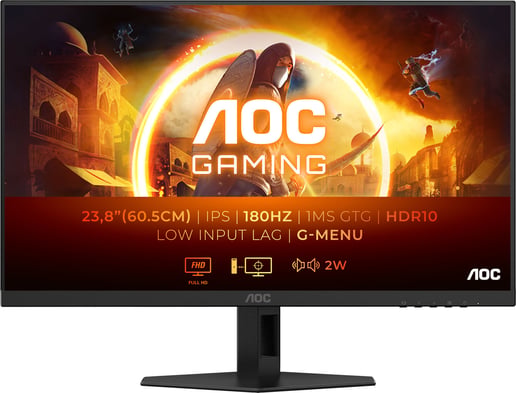 AOC 24G4XE 23.8" Full HD Gaming Monitor - IPS, 180Hz, 1ms, Speakers, HDMI, DP