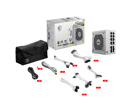 850W MSI MAG A850GL PCIE5 WHITE Modular 80 Plus Gold PSU