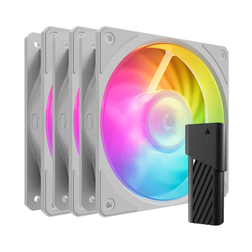 Cooler Master Mobius 120P ARGB White 3-Pack 120mm Chassis Fan Kit in White