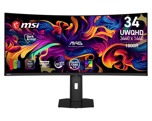MSI   34" Curved Monitor - QD-OLED, 280Hz, 0.03ms, HDMI, DP