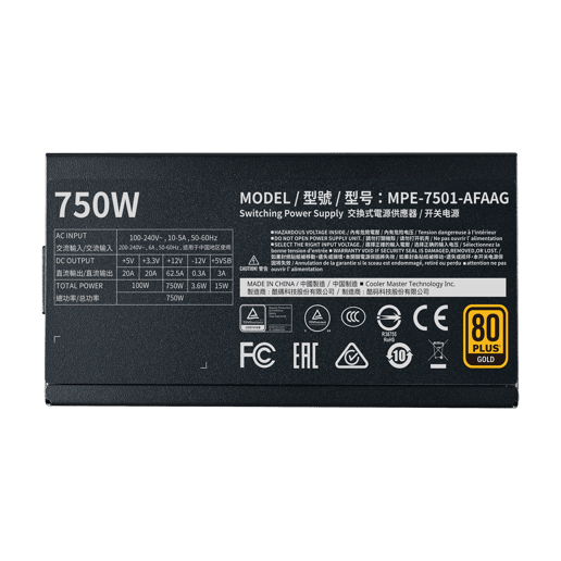 750W Cooler Master MWE Gold V2 Modular 80 Plus Gold PSU