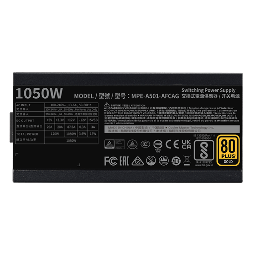 1050W Cooler Master MWE Gold 1050 V2 ATX3.1 Modular 80 Plus Gold PSU