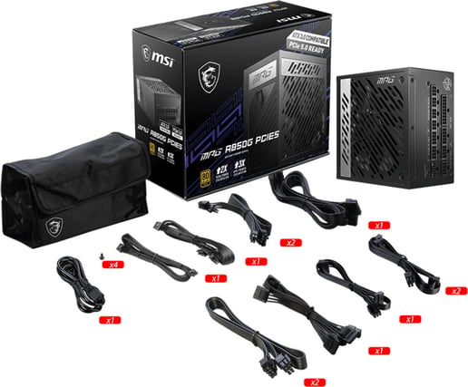 850W MSI MPG A850G PCIe5 Modular 80 Plus Gold PSU